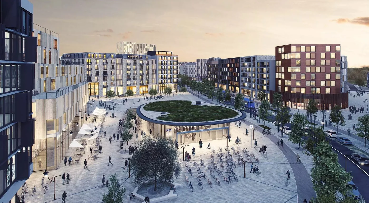 Torg och nya bostadskvarter i Järfälla